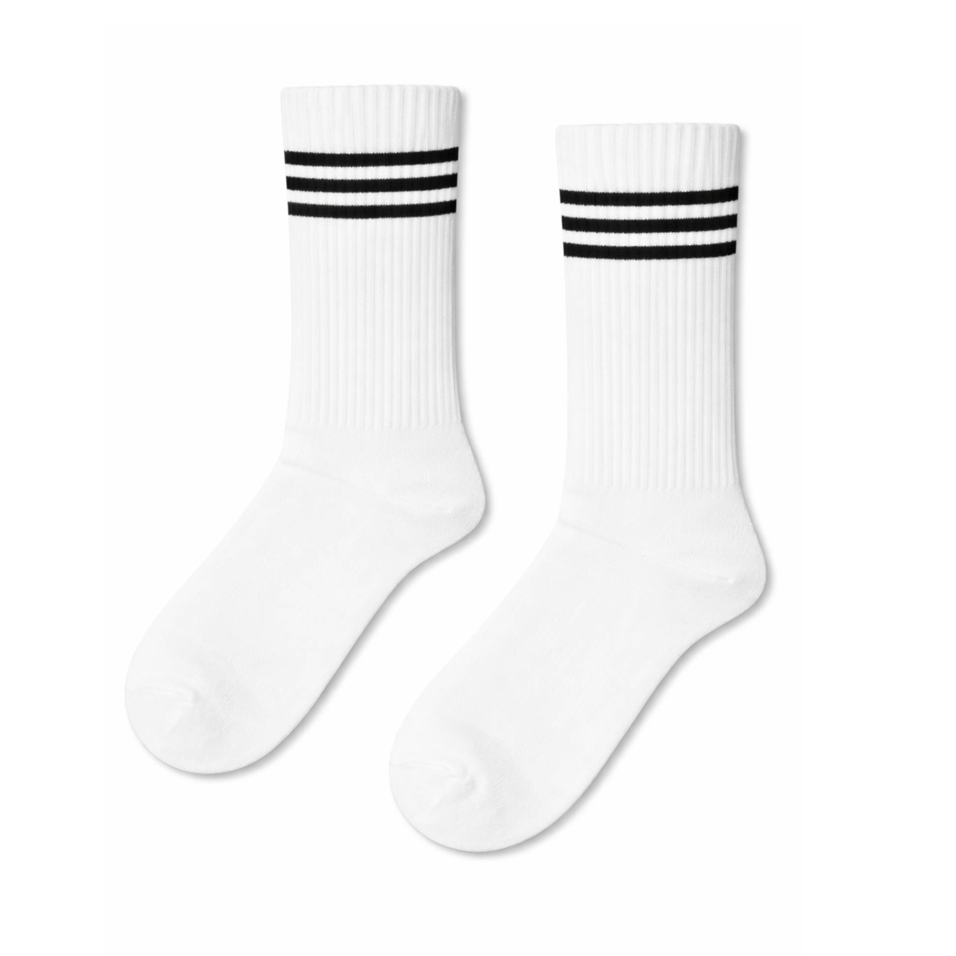 White Crew Black Stripes